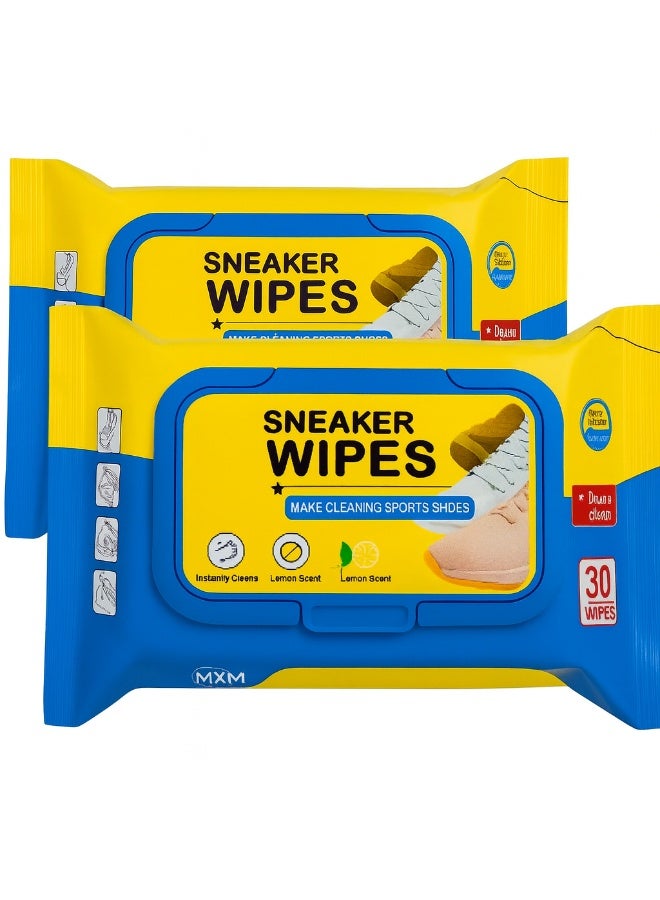 MXM Sneaker Shoe Cleaning Wipes, 2-Packs (60pcs), Professional Travel Disposable Shoe Wipes, Biodegradable Disposable White Safe for Leather, Canvas, Suede, Sports, Running Shoes (2 Pack) - Image 1