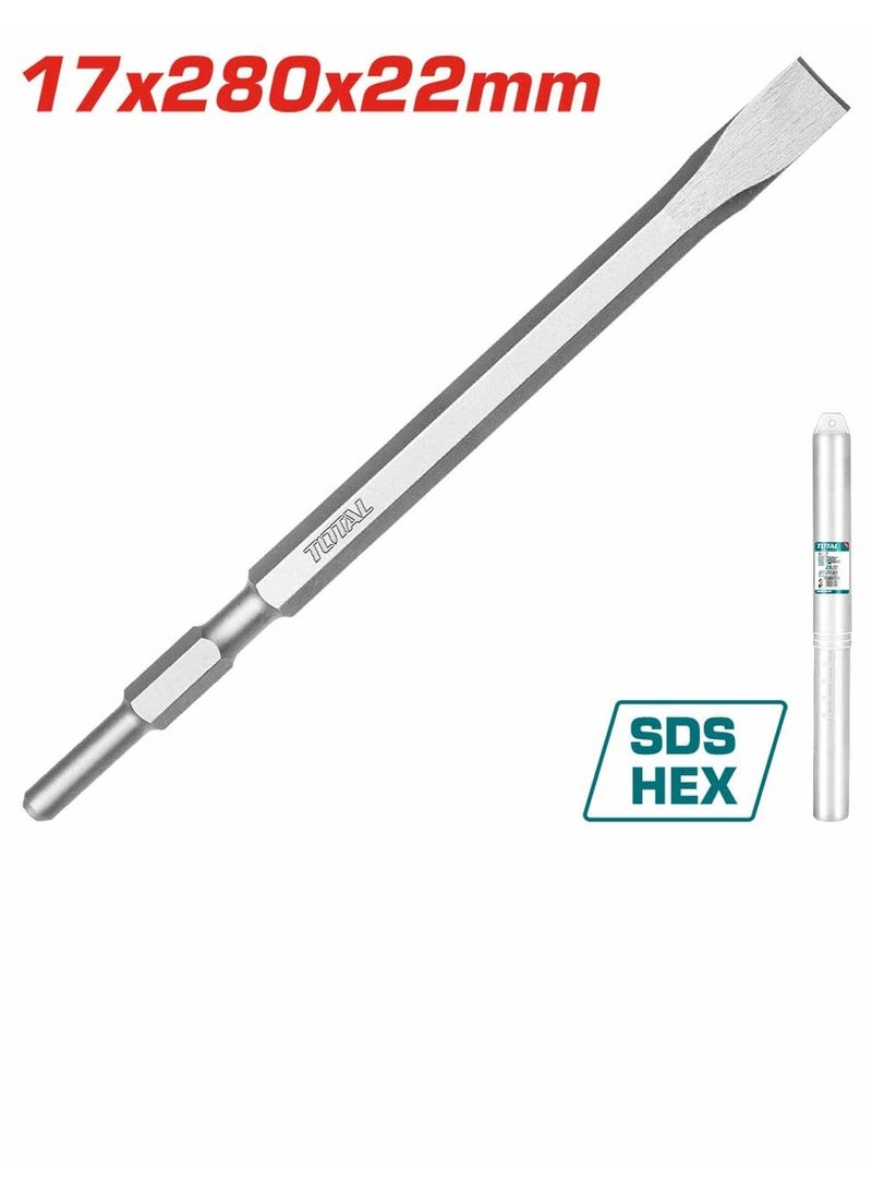 TOTAL TOTAL Hex Chisel 17x280x22mm – Industrial Demolition Flat Chisel for TH213006 Demolition Breaker  - Image 1