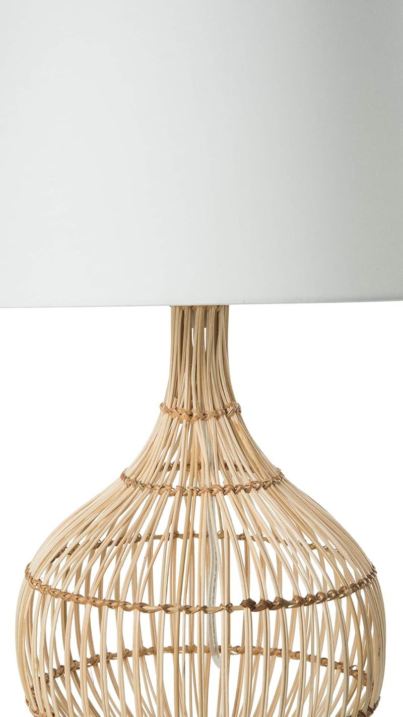 Kouboo Luhu Cane Rib Bulb Table Lamp Natural with White Shade - Image 3
