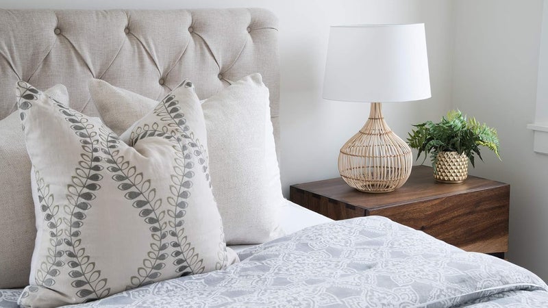 Kouboo Luhu Cane Rib Bulb Table Lamp Natural with White Shade - Image 2