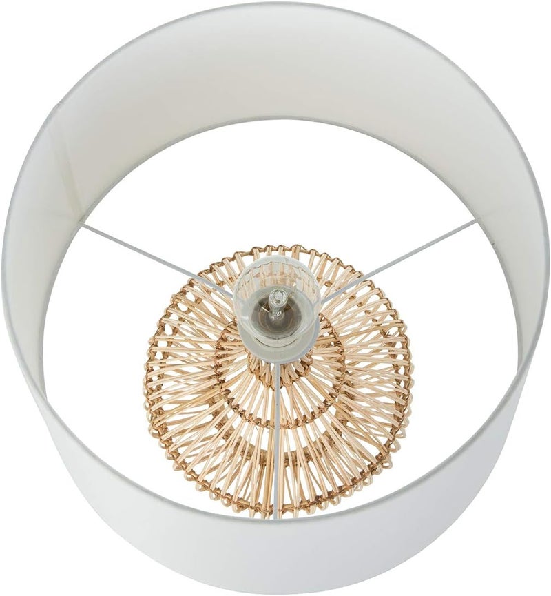 Kouboo Luhu Cane Rib Bulb Table Lamp Natural with White Shade - Image 5