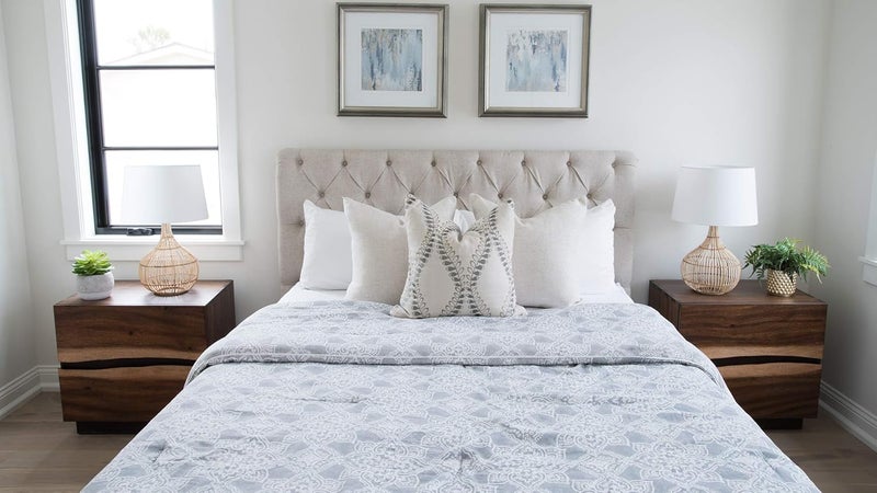 Kouboo Luhu Cane Rib Bulb Table Lamp Natural with White Shade - Image 4