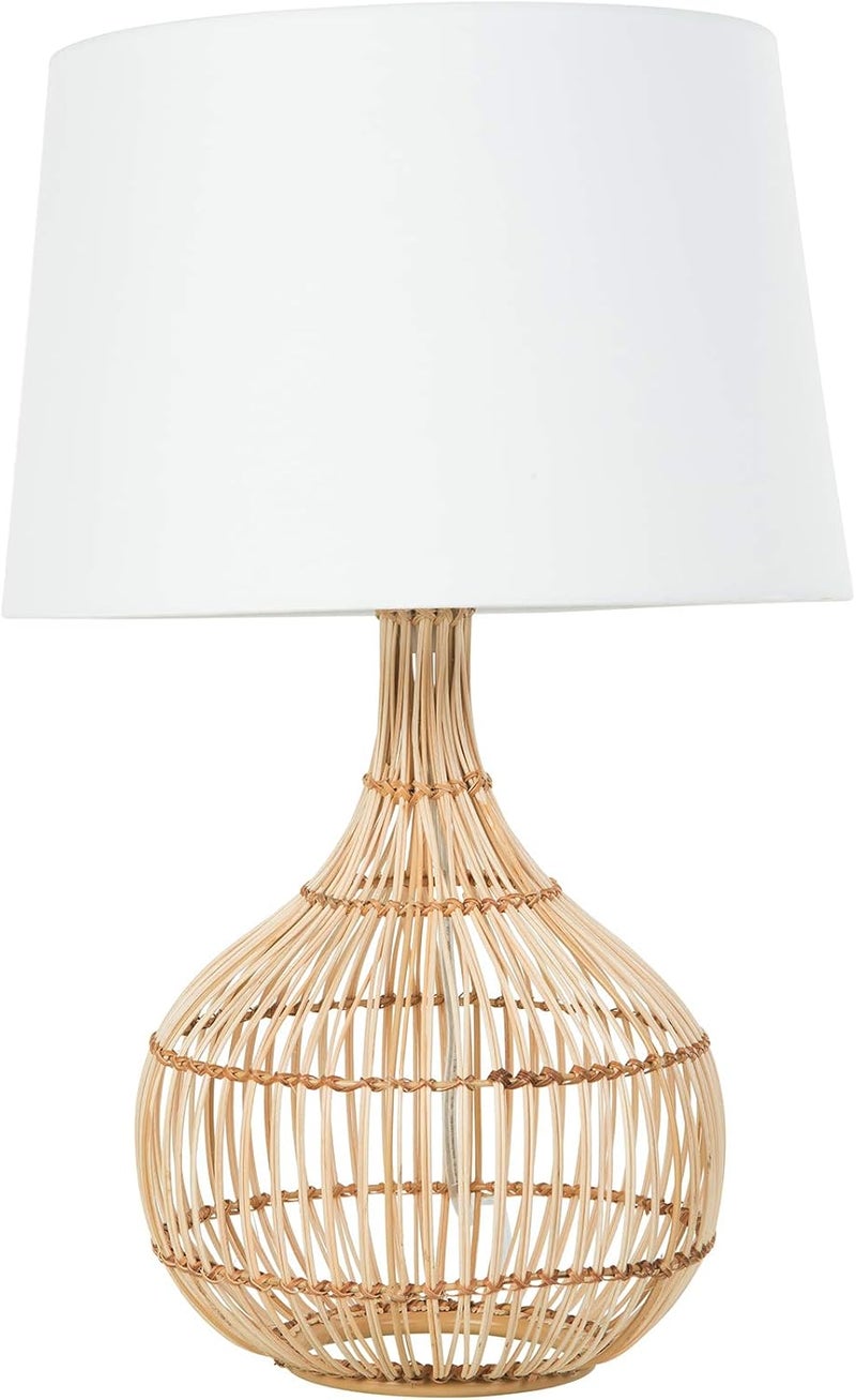 Kouboo Luhu Cane Rib Bulb Table Lamp Natural with White Shade - Image 1