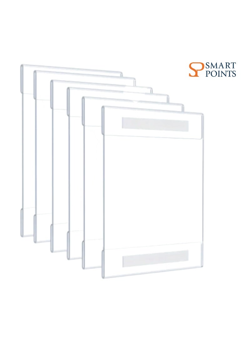 "سمارت بوينتس  " 8.5CMx11CM حامل لافتة حائط أكريليك مع شريط 3M ، 8 1/2 × 11 حامل لافتة بلاستيكي شفاف للمكتب ، المنزل ، المتجر ، المطعم - بدون حفر (6 عبوات) - Image 1