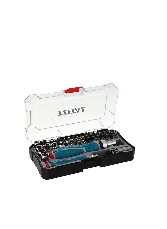 TOTAL TOTAL 55Pcs Screwdriver Bits Set with Precision Bits, Ratchet Handle, and Socket Adapters for Automotive, DIY, and Professional Use | 6.35mm & 4mm Bits  - Image 3