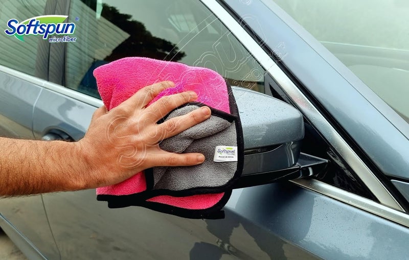 SOFTSPUN Microfiber Cloth for Car Coral 400 GSM 40X40cms 4 Pcs Multicolour! Extra Thick Microfiber Cleaning Cloths Perfect for Bike, Auto, Cars Both Interior and Exterior. Tight fitted parts - Image 5