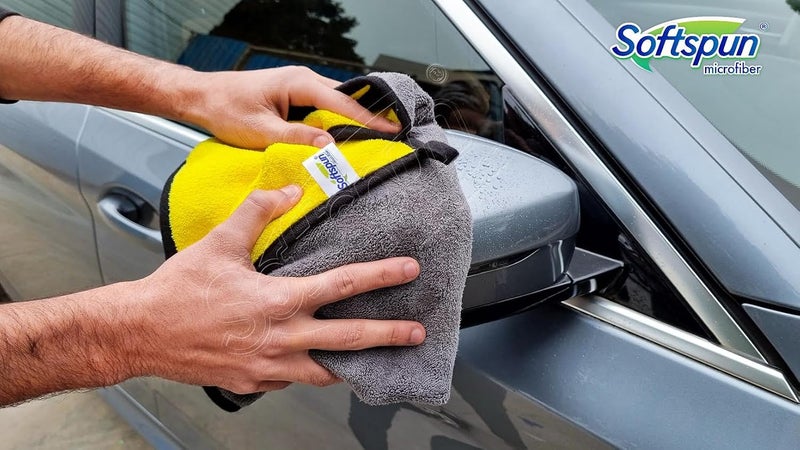 SOFTSPUN Microfiber Cloth for Car Coral 400 GSM 40X40cms 4 Pcs Multicolour! Extra Thick Microfiber Cleaning Cloths Perfect for Bike, Auto, Cars Both Interior and Exterior. Tight fitted parts - Image 2