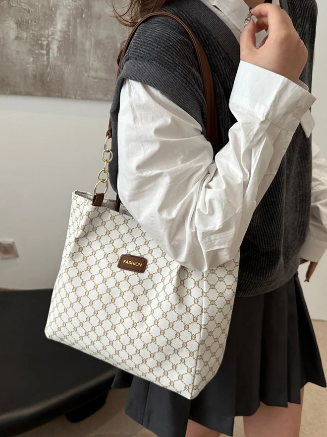 Take Two White Patterned Shoulder Bag