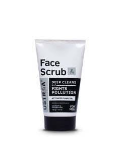 Ustraa Ustraa Face Scrub for Men - 100g - with Activated charcoal, Tahitian Volcanic Sand & Walnut Granules - Great for Exfoliating skin & facial detox, Fights blackheads - For All Skin type 