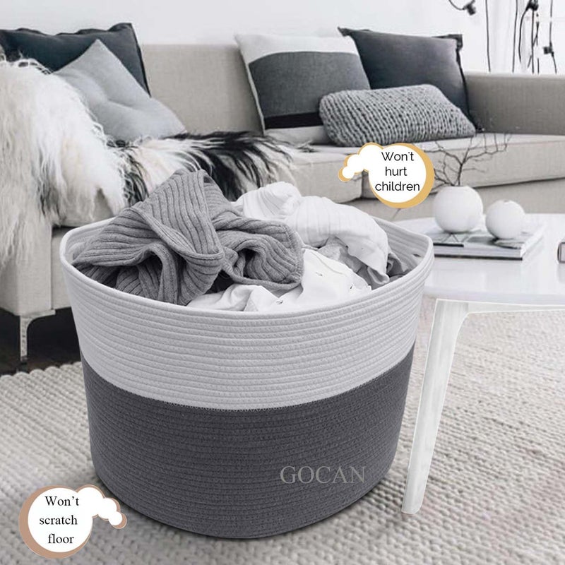 GOCAN سلة تخزين من مقاس XXXL، مقاساتها 55 × 35 سم، مزودة بمقابض، مناسبة لغرفة النوم أو الحمام. - Image 2