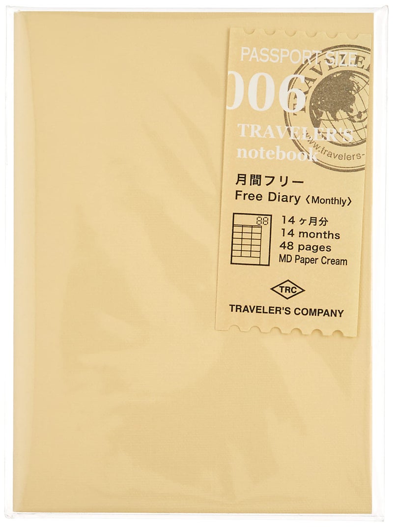 Designphil Midori Traveler's Notebook (Refill 006) Passport Size Monthly Diary - Image 1