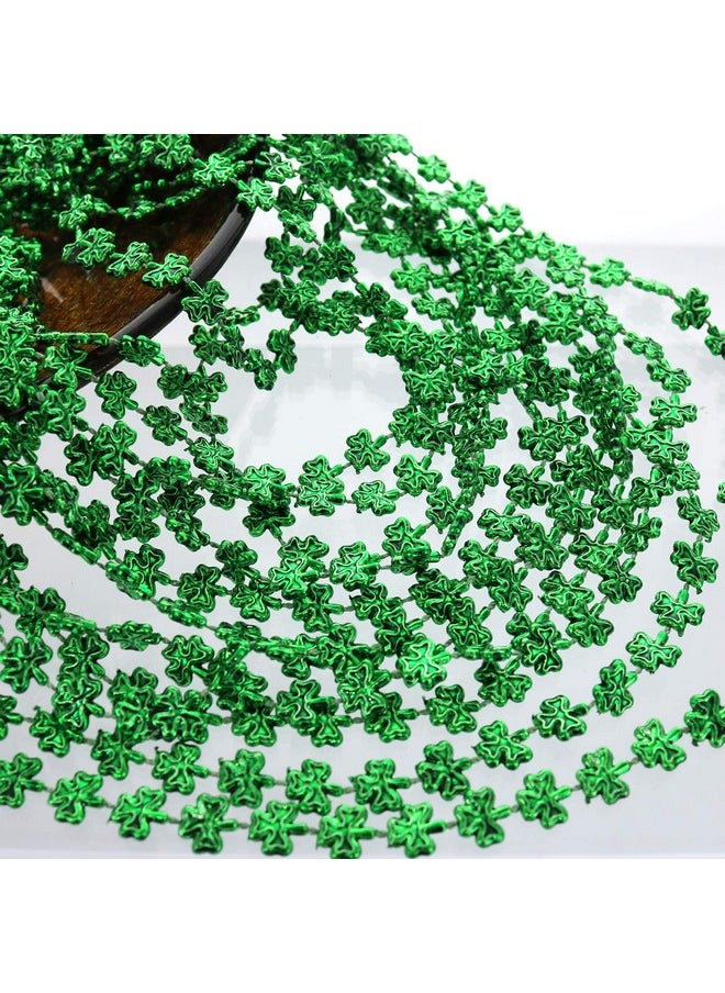 GiftExpress - 12 Pack Of 33 St. Patricks Day Shamrock Bead Necklaces Mardi Gras Bead Necklaces Matellic Green Shamrock Clover Bead Necklaces Party Beads Costume Jewelry - Image 1