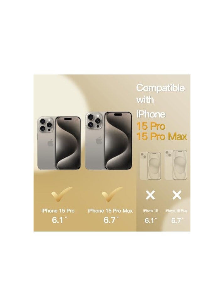 JETech Camera Lens Protector for iPhone 15 Pro 6.1-Inch and iPhone 15 Pro Max 6.7-Inch, Bling Glitter Individual 9H Tempered Glass Metal Ring Cover, HD Clear, 1 Set (Natural Titanium) - Image 2