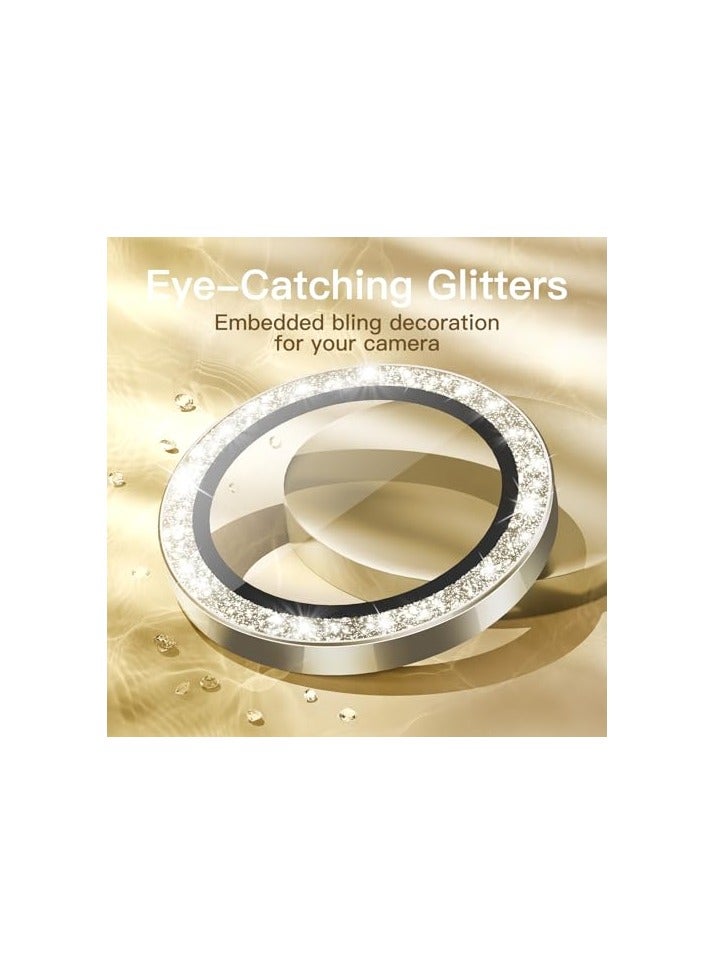 JETech Camera Lens Protector for iPhone 15 Pro 6.1-Inch and iPhone 15 Pro Max 6.7-Inch, Bling Glitter Individual 9H Tempered Glass Metal Ring Cover, HD Clear, 1 Set (Natural Titanium) - Image 4