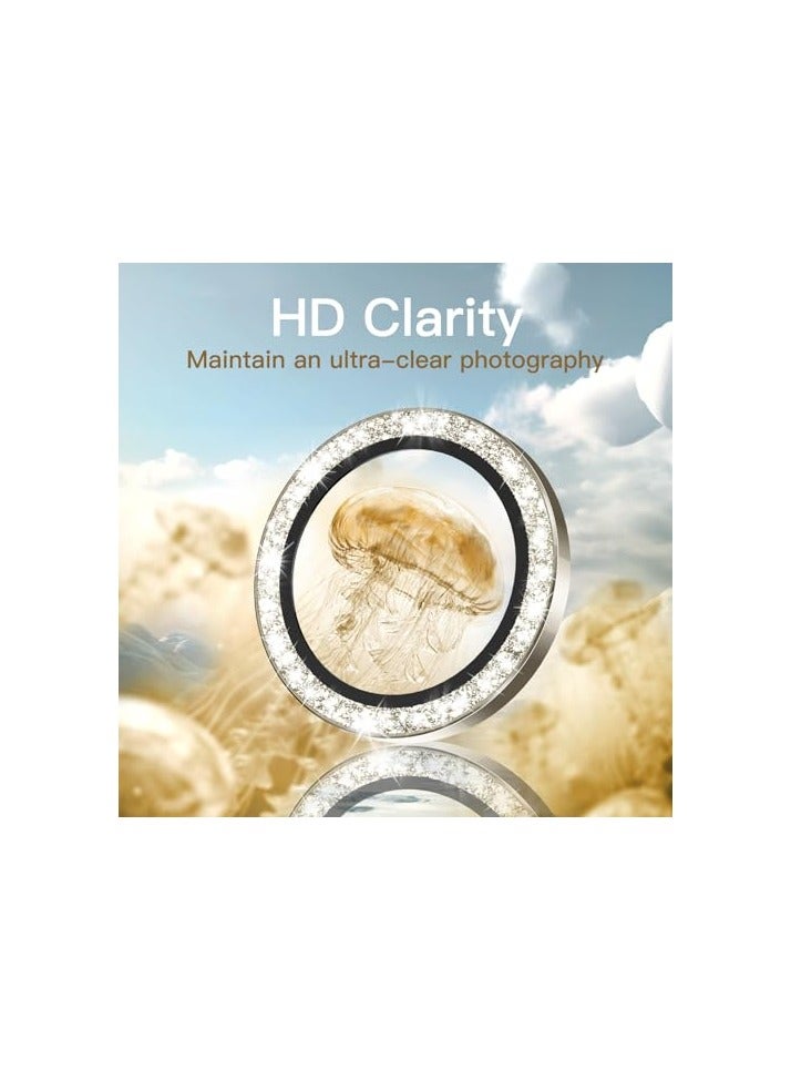 JETech Camera Lens Protector for iPhone 15 Pro 6.1-Inch and iPhone 15 Pro Max 6.7-Inch, Bling Glitter Individual 9H Tempered Glass Metal Ring Cover, HD Clear, 1 Set (Natural Titanium) - Image 5