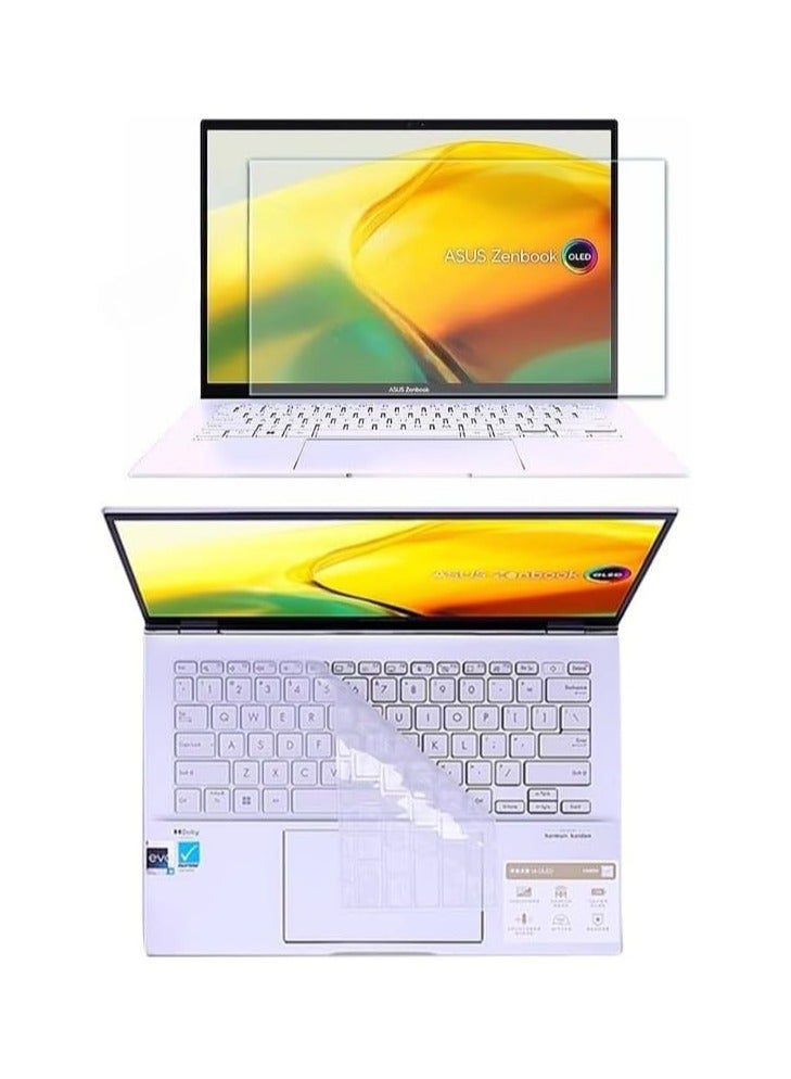 Compatible with ASUS ZenBook 14 OLED 2025 UX3405C 14-inch fully transparent laptop keyboard cover and high-definition tempered glass - Image 1
