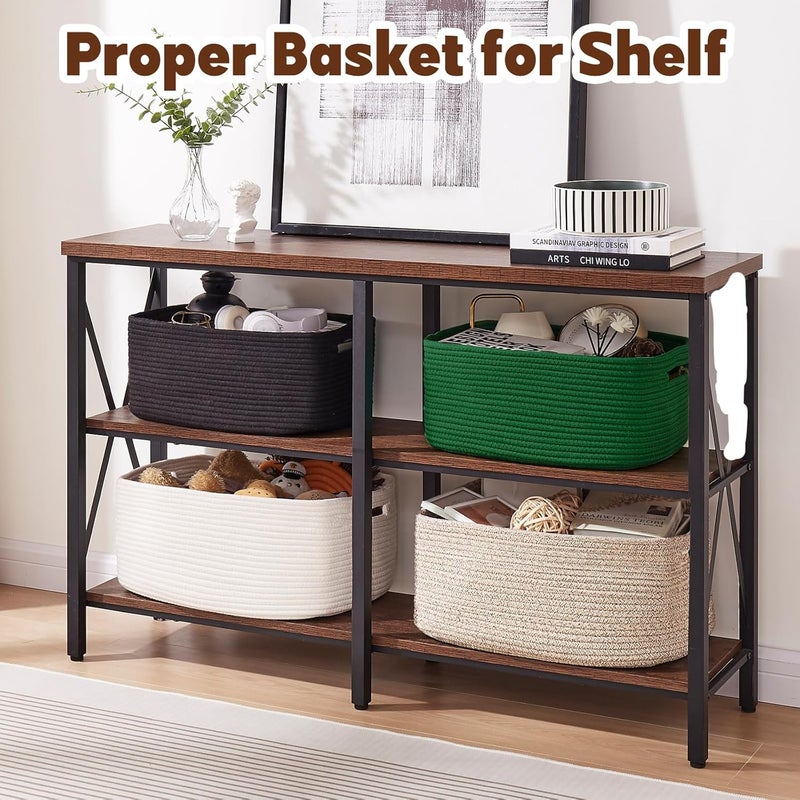 OIAHOMY Storage Basket for Shelves Closet Cube Storage Bins Baskets for Clothes Blanket Towels Baby Nursery Toy Box Woven Rope Basket 15751181709 IN 2 Packs Brown - Image 5