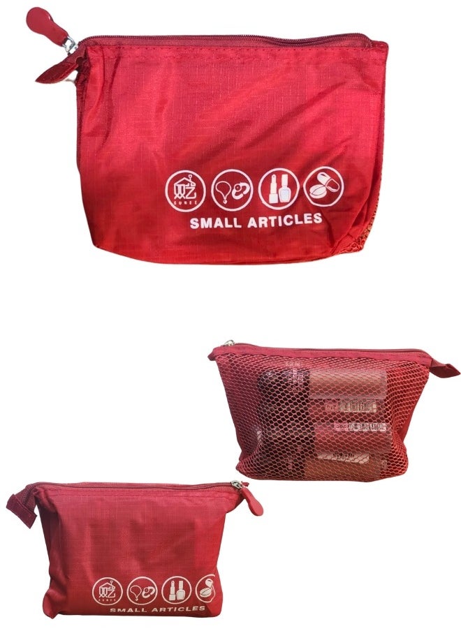 Generic - Makeup bag for organizing and arranging makeup tools with zipper and two storage pockets -Red - Image 1