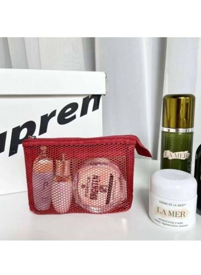Generic - Makeup bag for organizing and arranging makeup tools with zipper and two storage pockets -Red - Image 1