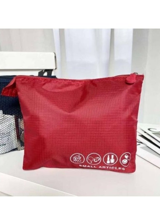 Generic - Makeup bag for organizing and arranging makeup tools with zipper and two storage pockets -Red - Image 1