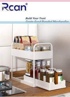 Rcan Under Kitchen Sink Organizers Storage 2-Tier Sliding Under Bathroom Cabinet Storage Drawer Organizer with Chopstick Holder Multi Purpose Storage Shelf for Kitchen Office  - Image 2