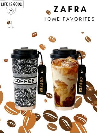 ZAFRA Arabesque Print Travel Mug, 500ML Stainless Steel Vacuum Tumbler With 8H Ice Retention - Leakproof For Office & Desert, Black & White Floral Design - pzsku/ZDDC6DC97F77BE74908CEZ/45/1750829712/78835a06-0d2e-49c6-acef-c3ef28a45595