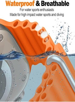 Generic Ultra Strap Compatible with Apple Watch Strap 49mm 45mm 44mm 42mm, Soft Loop Silicone Straps with Buckle Designed for Apple Watch Ultra Series 8 7 SE 6 5 4 3 2 1 - Orange  - Image 2