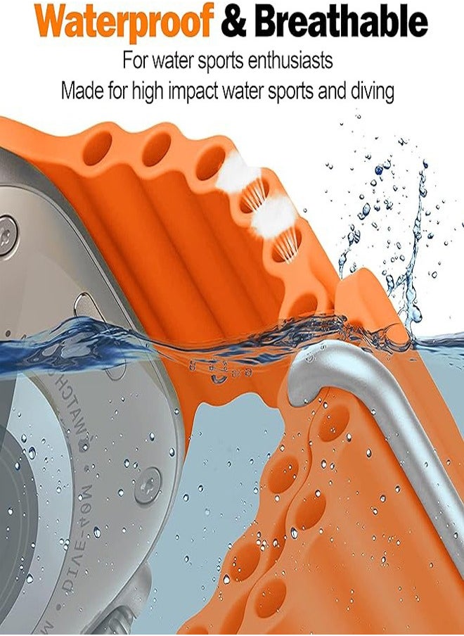 Generic - Ultra Strap Compatible with Apple Watch Strap 49mm 45mm 44mm 42mm, Soft Loop Silicone Straps with Buckle Designed for Apple Watch Ultra Series 8 7 SE 6 5 4 3 2 1 - Orange - Image 1