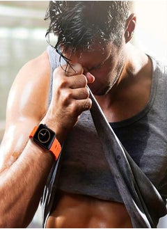 Generic Ultra Strap Compatible with Apple Watch Strap 49mm 45mm 44mm 42mm, Soft Loop Silicone Straps with Buckle Designed for Apple Watch Ultra Series 8 7 SE 6 5 4 3 2 1 - Orange  - Image 3
