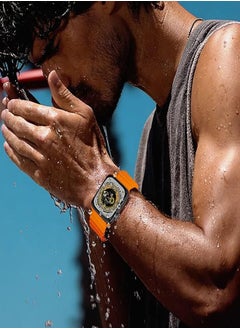 Generic Ultra Strap Compatible with Apple Watch Strap 49mm 45mm 44mm 42mm, Soft Loop Silicone Straps with Buckle Designed for Apple Watch Ultra Series 8 7 SE 6 5 4 3 2 1 - Orange  - Image 4