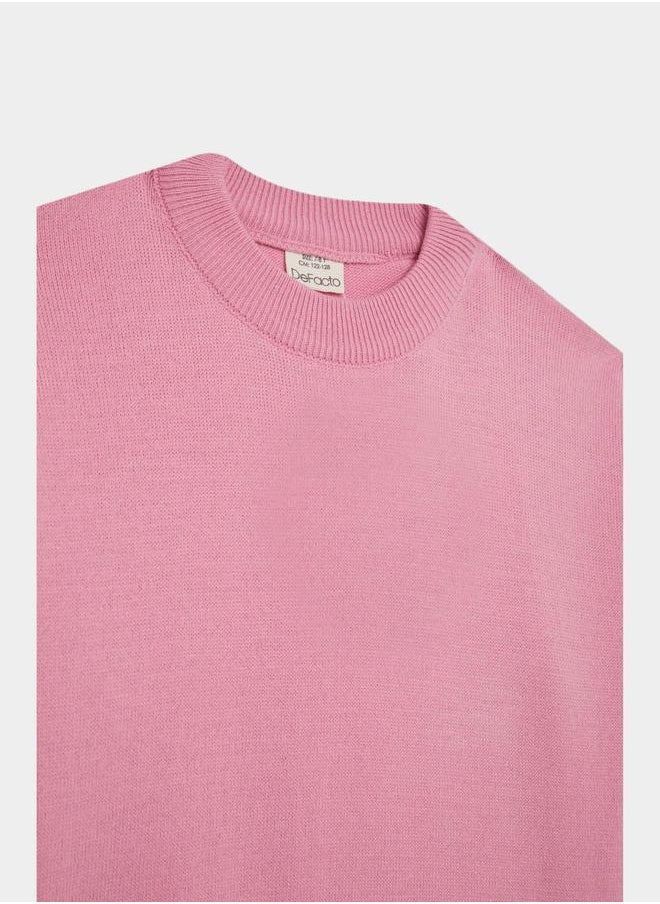 DeFacto - Solid Regular Fit Round Neck Knit Sweater by Styli - Image 1