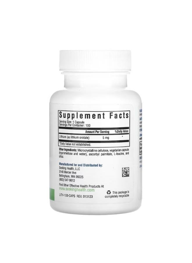 Seeking Health Lithium Orotate 5 mg 100 Vegetarian Capsules  - Image 2