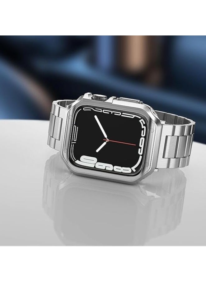 keloray - Stainless Steel Replacement Bands for Apple Watch Band 38mm 40mm 41mm 42mm 44mm 45mm 49mm iwatch Series Ultra SE 8 7 6 5 4 3 2 1 Loop Women & Men Watch Strap(Silver) - Image 1