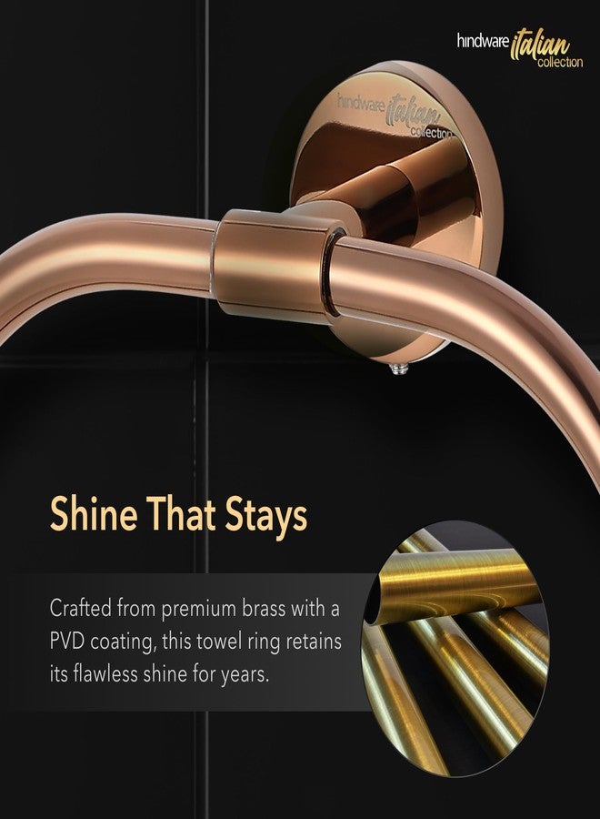 Hindware Italian Collection Towel Ring for Bathroom | PVD Coated Towel Ring for Wash Basin | Brass Wash Basin Ring Towel |Luxury Rose Gold Color Finish | Premium Bathroom Accessories Series - Image 2