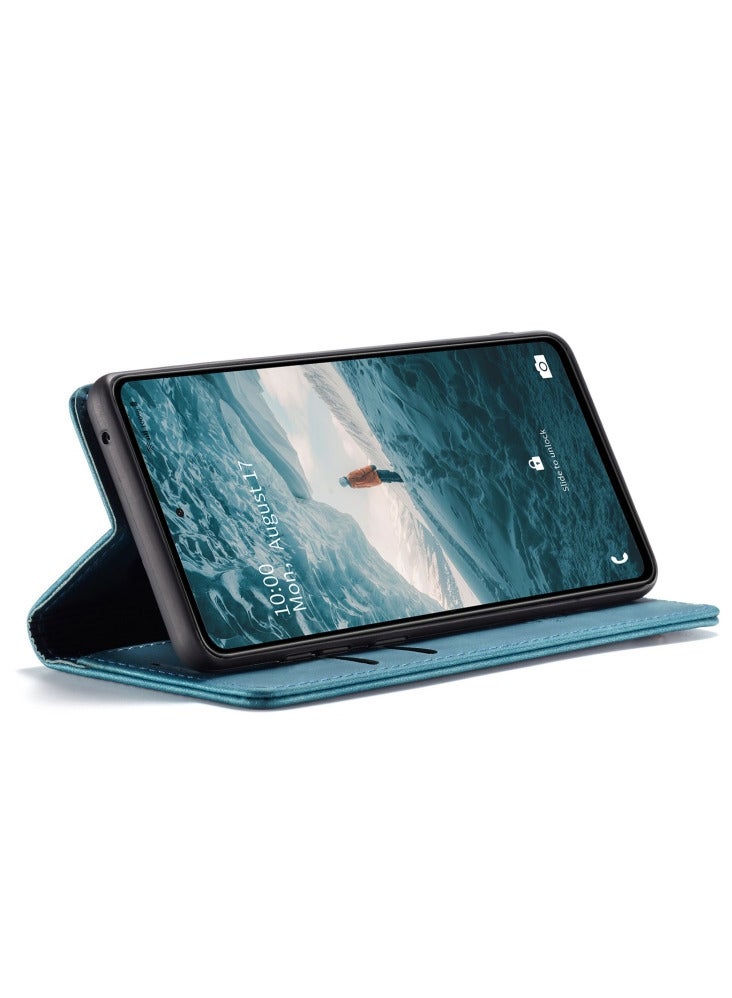 CaseMe Samsung Galaxy A73 5G Case Wallet, for Samsung Galaxy A73 5G Wallet Case Book Folding Flip Folio Case with Magnetic Kickstand Card Slots Protective Cover - Green / blue - Image 3