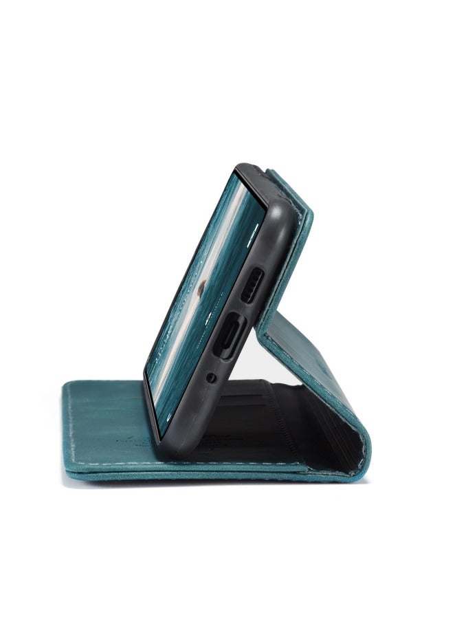 CaseMe Samsung Galaxy A73 5G Case Wallet, for Samsung Galaxy A73 5G Wallet Case Book Folding Flip Folio Case with Magnetic Kickstand Card Slots Protective Cover - Green / blue - Image 5