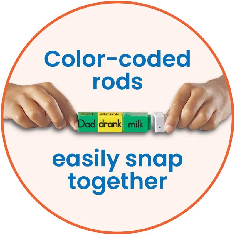 hand2mind Reading Rods Sentence Construction, Sentence Building for Kids, Parts of Speech Linking Cubes, Learn to Read Toys, Reading Tools for Kids, Science of Reading Manipulatives - Image 3