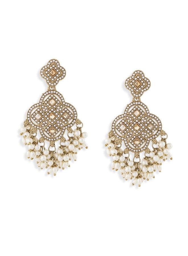 Zaveri Pearls Antique Gold Tone Pearls Embellished Traditional Dangler Earring For Women-ZPFK19173 - Image 1