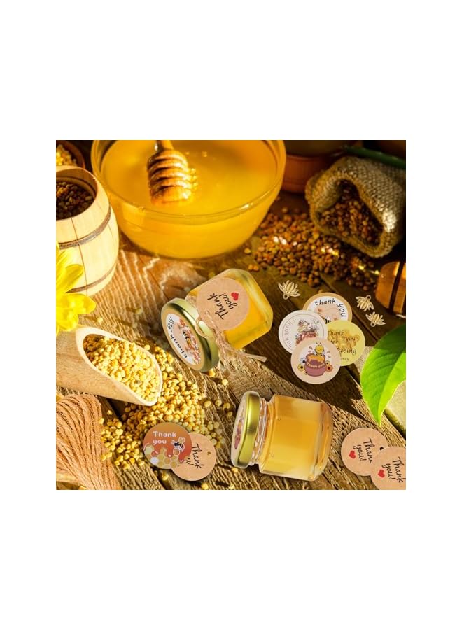 The Bros 24Pack 1.5oz Mini Hexagon Honey Jars with Wooden Dippers – Glass Honey Jars with Gold Lids, Tags, Stickers, Bee Pendants & 12m Twine – Perfect for Baby Showers, Wedding & Party Favors - Image 4