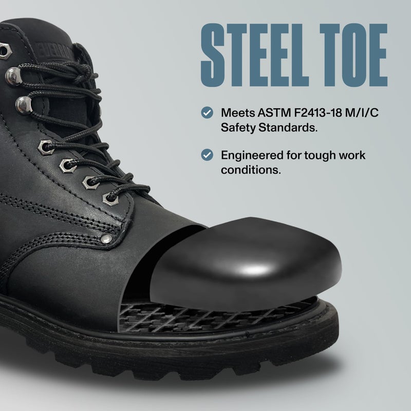 EVER BOOTS EVERBOOTS Tank S Steel Toe Work Boots for Men, Comfort Technology, Anti Slip Grip & Ultra Shock Absorption, Heavy Duty Leather Boot, Safety Industrial Workwear Construction, Size 10.5D Black - Image 2