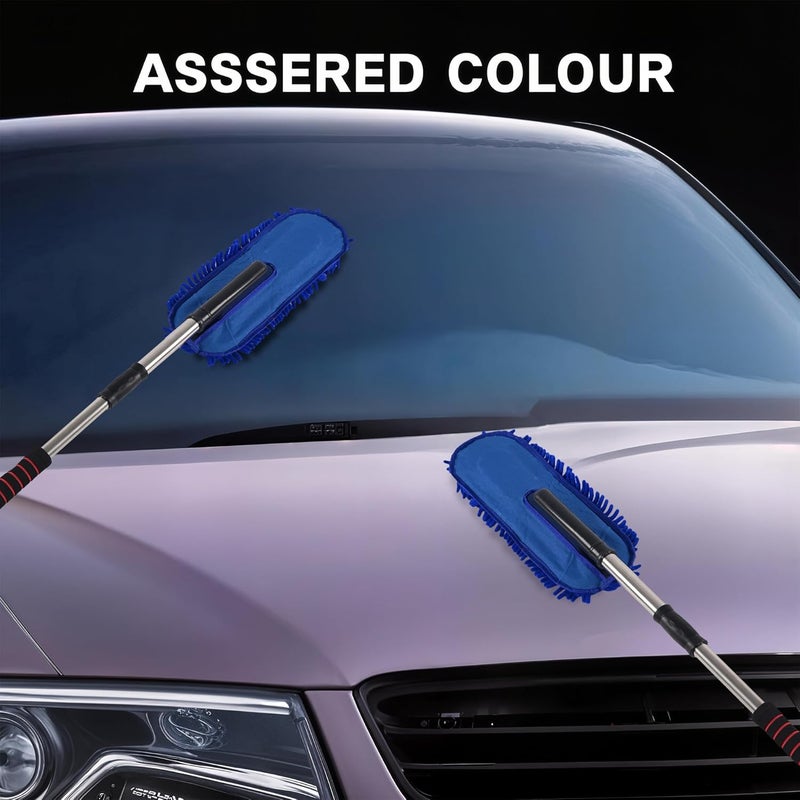Kuber Industries Extendable Microfibre Duster for Home Cleaning Dust Spider Web Cleaner Stick Washable Dusting Brush for Home Car Cleaning Accessories Blue - Image 4
