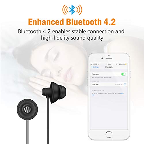 Goojodoq Bluetooth Sleep Headphones Bluetooth 4.2 Wireless Soft in-Ear Sleeping Earbuds, 18 Hours Music time, Wireless Sleep Headsets for Insomnia, Side Sleeper, Gym, Relaxation and Sports-Black - Image 2