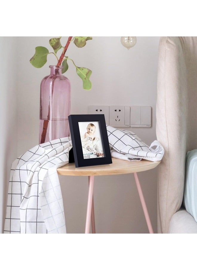 3.5x5 inch Picture Frame Made of Solid Wood High Definition Glass for Table Top Display and Wall Mounting Photo Frame Black