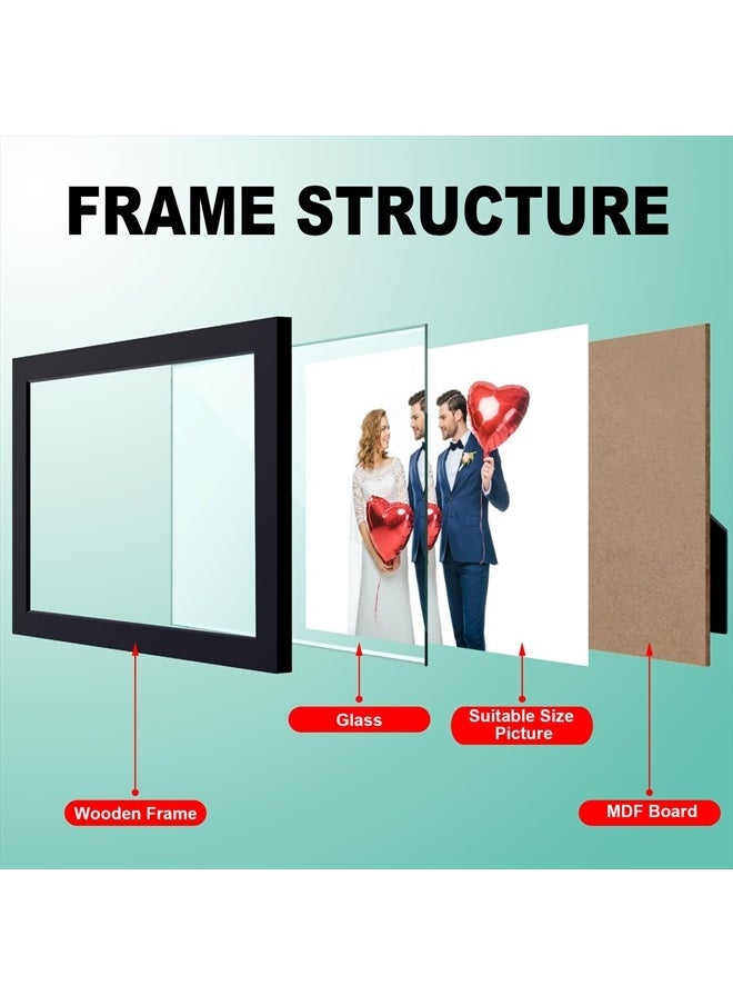 3.5x5 inch Picture Frame Made of Solid Wood High Definition Glass for Table Top Display and Wall Mounting Photo Frame Black