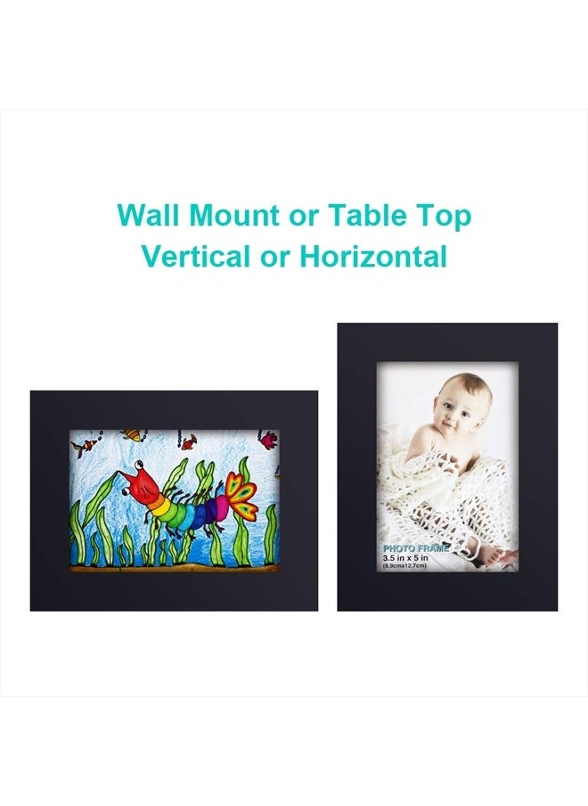 3.5x5 inch Picture Frame Made of Solid Wood High Definition Glass for Table Top Display and Wall Mounting Photo Frame Black