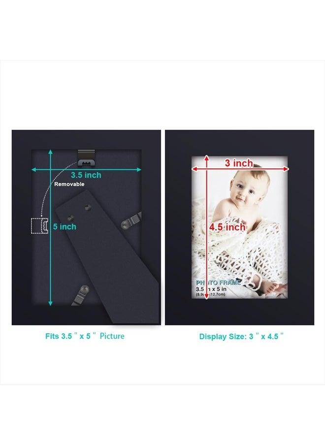 3.5x5 inch Picture Frame Made of Solid Wood High Definition Glass for Table Top Display and Wall Mounting Photo Frame Black