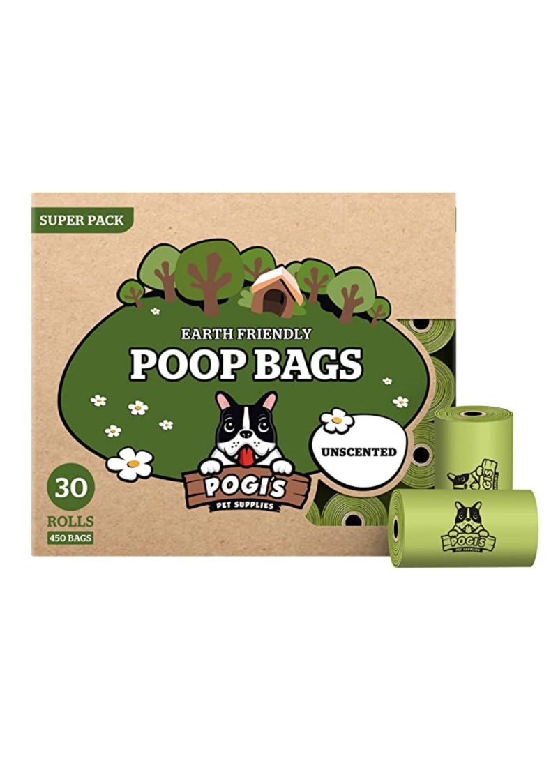 POGI'S PET SUPPLIES 30 Unscented rolls 450 dog bags leak proof biodegradable poo bags for dogs