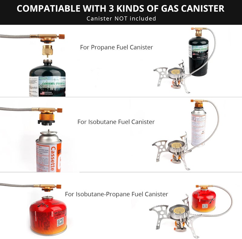 RIDEIWAKE Camping Stove with Fuel Canister Adapter Portable Collapsible Gas Stove with Piezo Ignition-3900W-Lightweight-Windproof-Butane Adapter Camping and Backpacking Mini Stove Kit for Hiking - Image 4