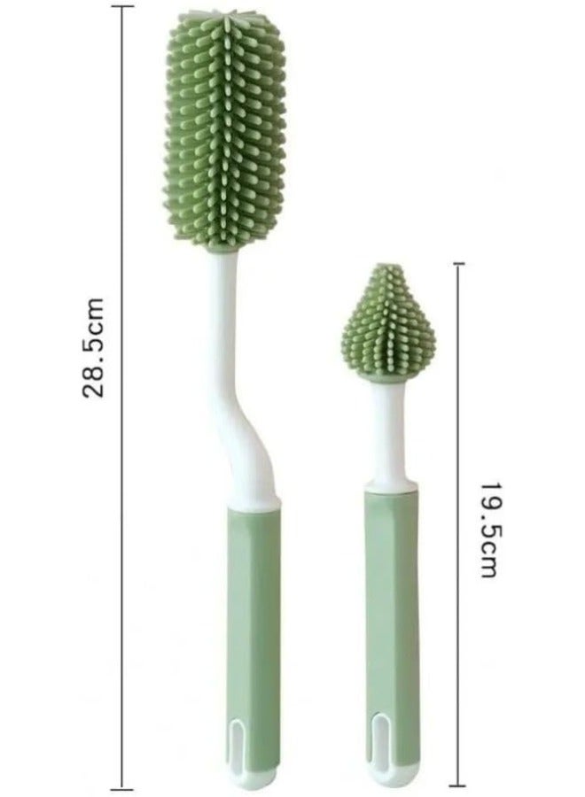 2Pcs Silicone Baby Bottle Brush Set, 360° Rotating Long Handle Water Bottle Cleaner Brush, Teat & Straw Brush Cleaning Cup Brush for Baby Bottles Plastic Bottles Glass Bottles Straws  - Image 2