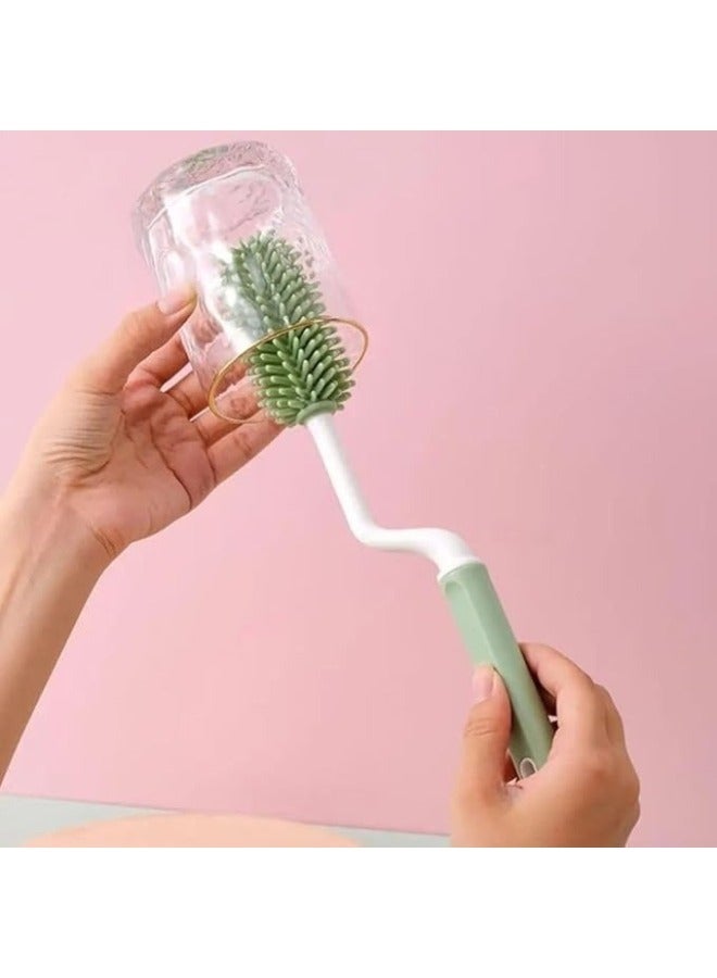 2Pcs Silicone Baby Bottle Brush Set, 360° Rotating Long Handle Water Bottle Cleaner Brush, Teat & Straw Brush Cleaning Cup Brush for Baby Bottles Plastic Bottles Glass Bottles Straws  - Image 3